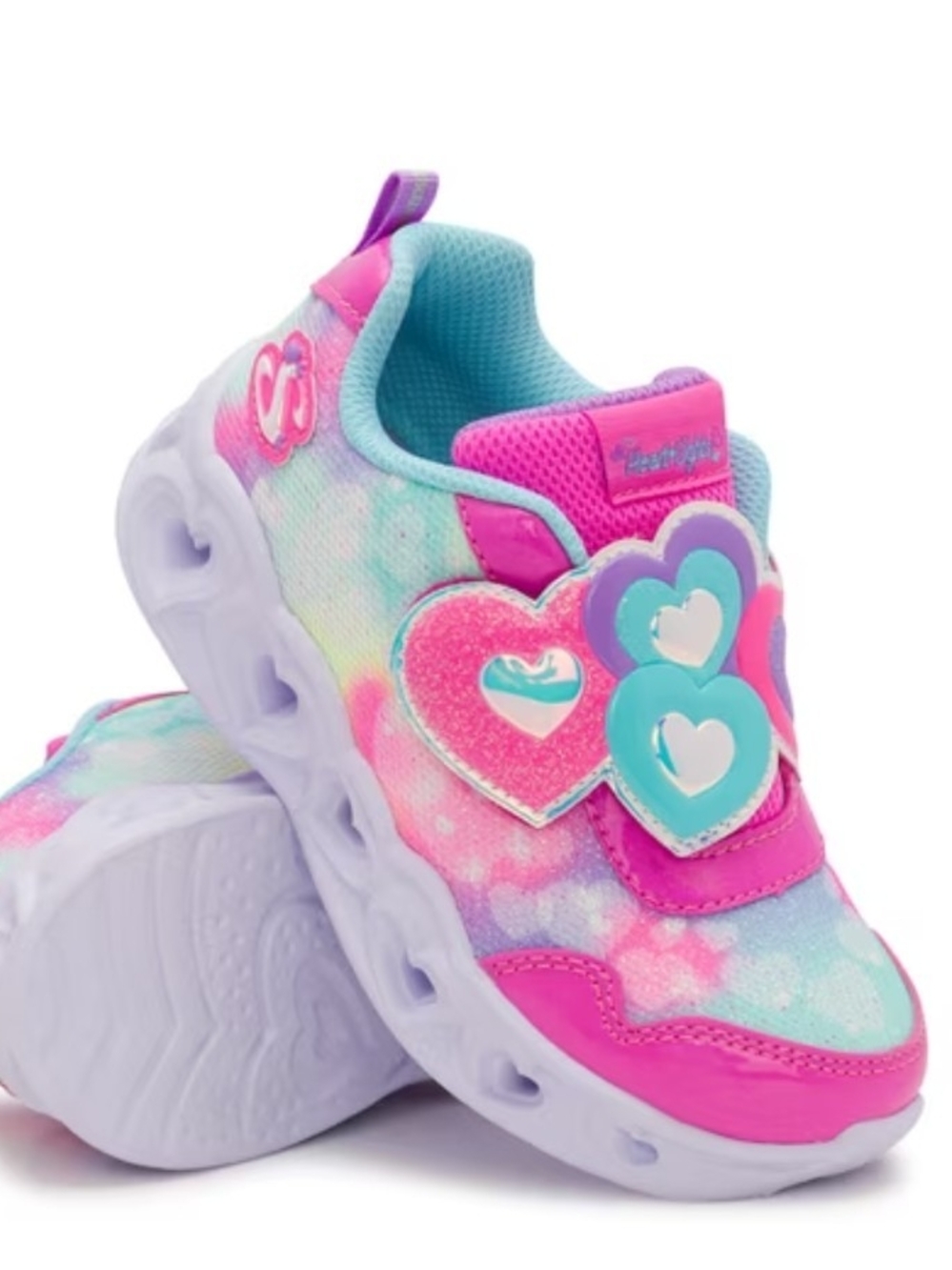 Skechers Kids' Tie-Dye Heart Light-Up Sneakers — Pink & Aqua & Purple